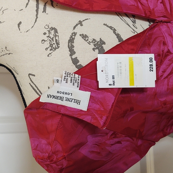 $228 Helene Berman Made in England Size 8 Red & Fuchsia Party Dress 🎉 💃 - Picture 6 of 7